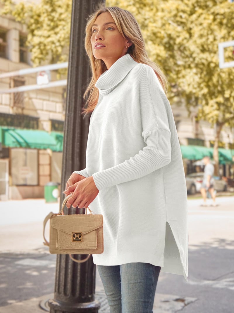 LILLUSORY Oversized Turtleneck Pullover Sweater Women 2025 Long Tunic Cozy Winter Trendy Plus Size Poncho Cowl Neck Cute Casual Early Fall Fashion Must Have Work Old Money Clothes Outfit Clothing - Image 4