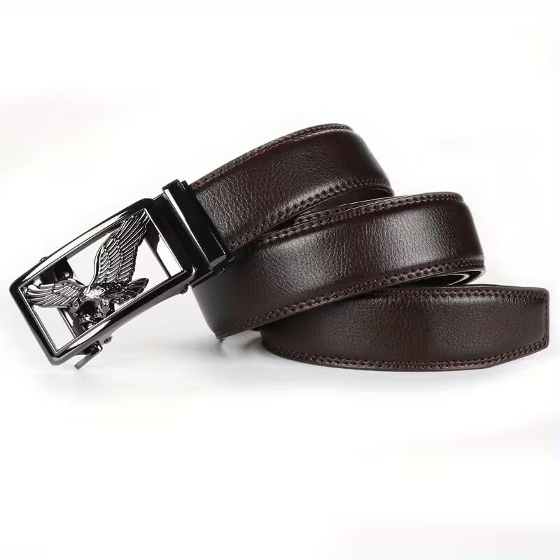WildHorn Men's Genuine Leather Belt for Men| Premium Auto-Lock Buckle | Adjustable up to 48” | Formal & Casual Wear | Micro-Adjust Fit | Stylish Gift Box Included (BROWN-GM) - Image 2