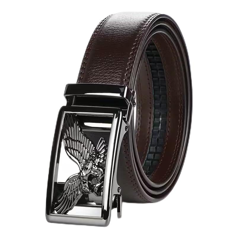 WildHorn Men's Genuine Leather Belt for Men| Premium Auto-Lock Buckle | Adjustable up to 48” | Formal & Casual Wear | Micro-Adjust Fit | Stylish Gift Box Included (BROWN-GM) - Image 1