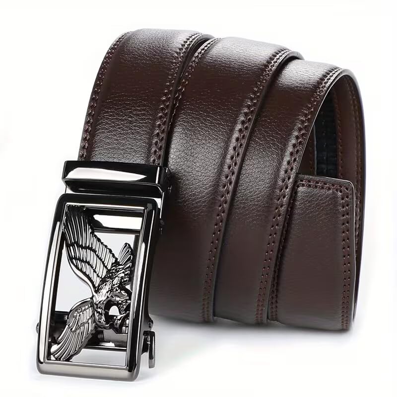 WildHorn Men's Genuine Leather Belt for Men| Premium Auto-Lock Buckle | Adjustable up to 48” | Formal & Casual Wear | Micro-Adjust Fit | Stylish Gift Box Included (BROWN-GM) - Image 3