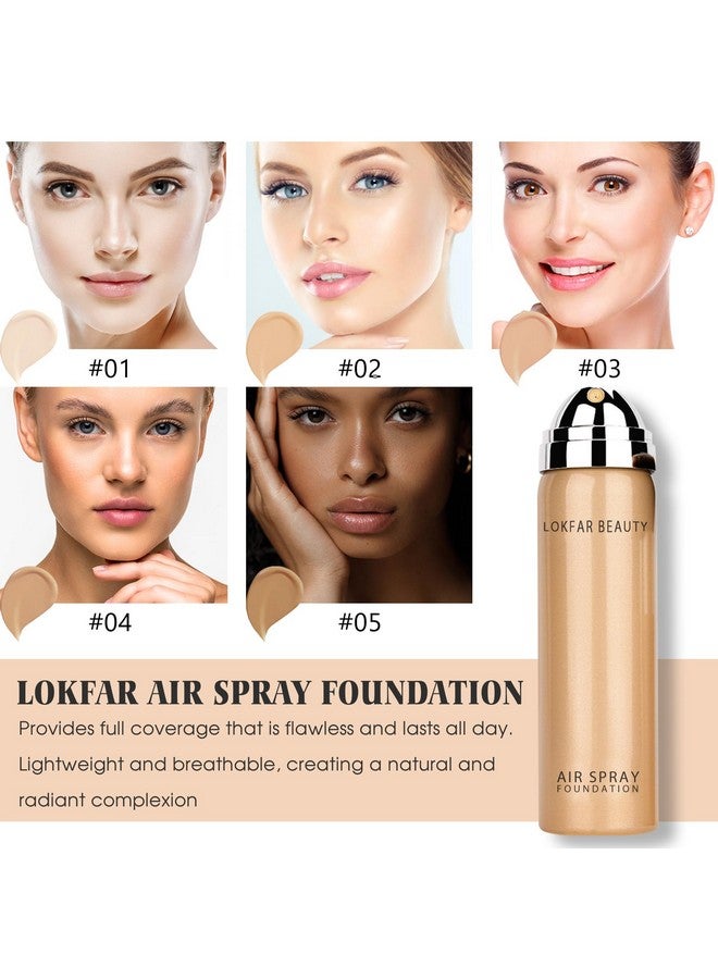 LOKFAR Airbrush Foundation Spray Silky Mist Foundation Spray Makeup Set With Brush Full Coverage Foundation For Smooth Radiant Finish Formula Breathable Lightweight Hydrating ;02 Nude  - Image 4