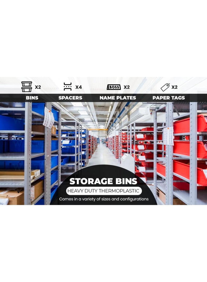 نظام تخزين أدوات متين قابل للتكديس مكون من 18 صندوقًا - منظم للمرآب وورشة العمل مثبت على الرف، المقاس: 45 × 30 × 17 سم - Image 2
