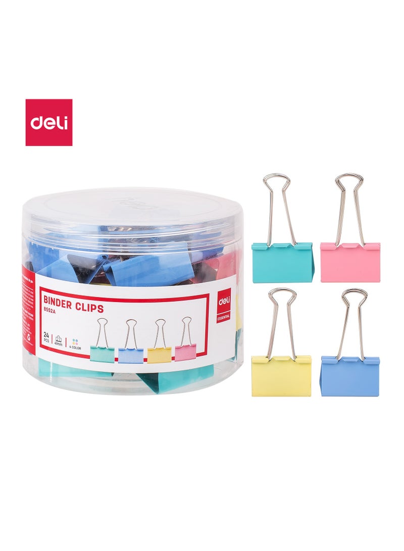 Deli E8552A Binder Clips - 41mm - Assorted Colors - Image 1
