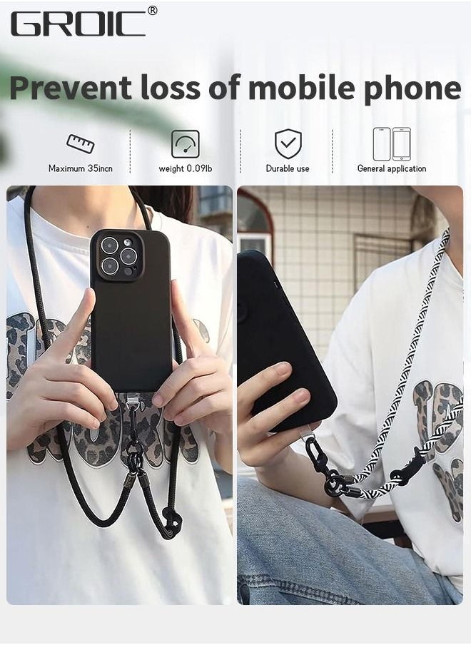 GROIC - Universal Crossbody Cell Phone Lanyard Crossbody Rope Around the Neck Wrist Strap, Adjustable Soft Nylon Shoulder Phone Strap for Most Smartphone Case Headset Keychain Offices ID - Black/White - Image 1
