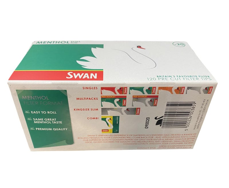 Swan Menthol Extra Slim Filter Tips 120s x 20 Packs = 2400 Filter Tips (Full Box) - Image 3