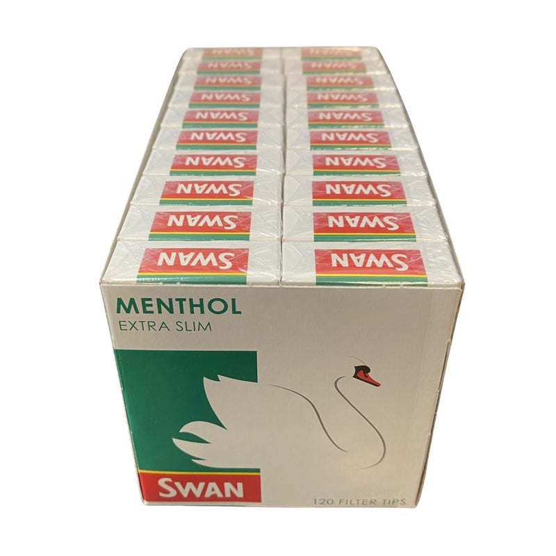 Swan Menthol Extra Slim Filter Tips 120s x 20 Packs = 2400 Filter Tips (Full Box) - Image 1