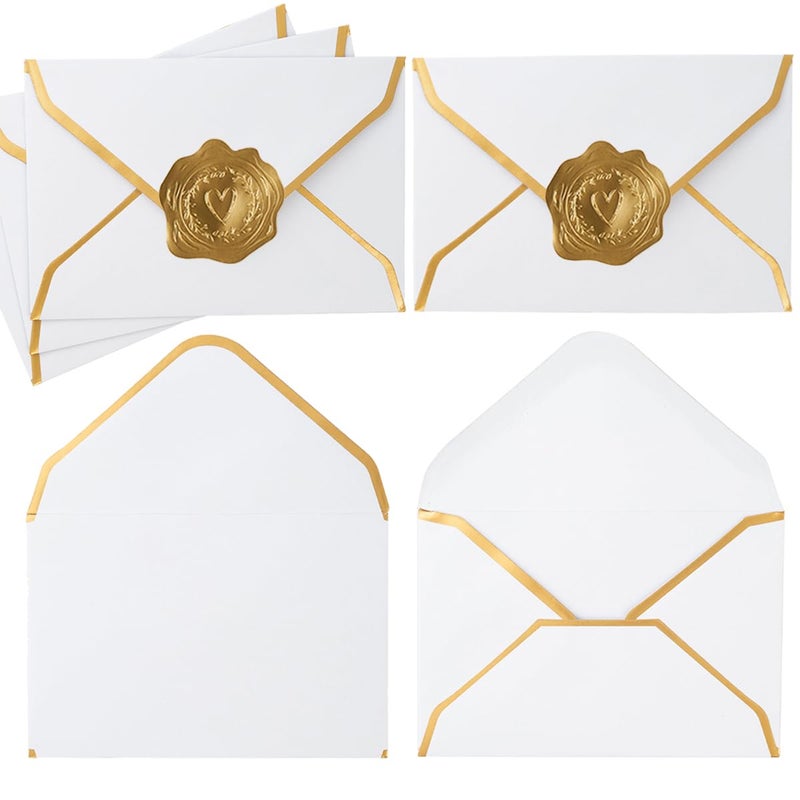 Toperd 100 Pieces Mini Gift Card Envelopes Colorful V Flap Small Envelopes with Gold Border for Blank Note Cards, Business Gift Cards (White, 4 x 2.7 Inches) - Image 1