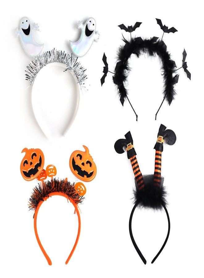 Crazy Night 4 Pack Halloween Headbands, Bat Spider Ghost Pumpkin Which Head Wears for Halloween Party Cosplay Decoration - Image 1