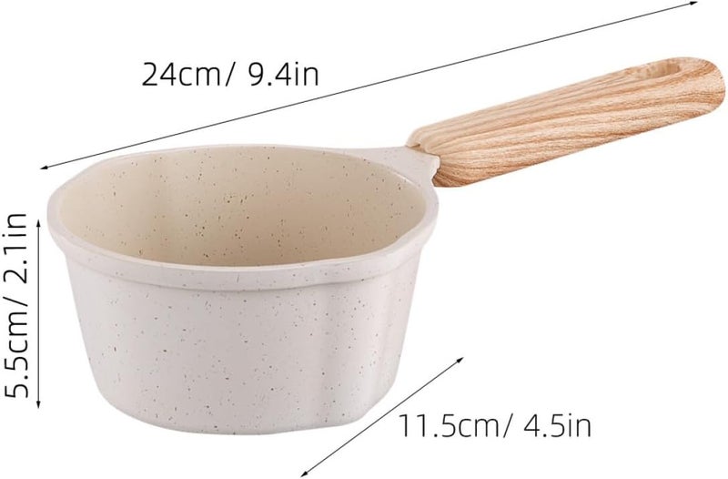 Thickened Milk Warmer Pot 250ml Non-stick Small Saucepan with Wood Handle Spout Pan for Butter Melting and Oil Pouring Indoor Kitchen Use - Image 2