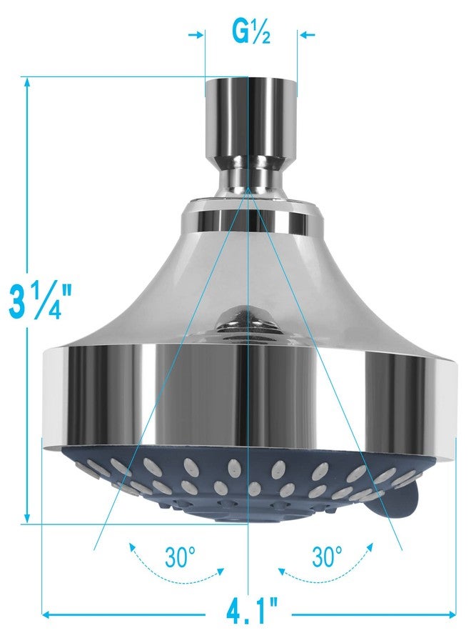 Briout Shower Head, High Pressure Shower Heads 4.1 Inch 5 Settings Rain High Flow Fixed Showerhead for Luxury Shower Experience Even at Low Water Pressure, Chrome - Image 5