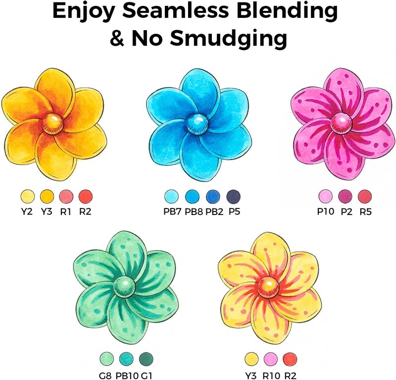 Ohuhu Alcohol Markers Brush Tip: Double Tipped Art Marker Set For Artist Adults Coloring Sketching Drawing Alcohol-Based Ink - Brush Chisel Dual Tips - Honolulu - 48 Colors W/ 1 Blender And Case - Image 4