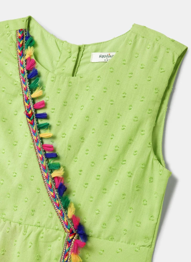 Nautinati  Nautinati Green Festive Ethnic Set for Girls – Cotton Comfort & Style for Women | Best Price UAE
