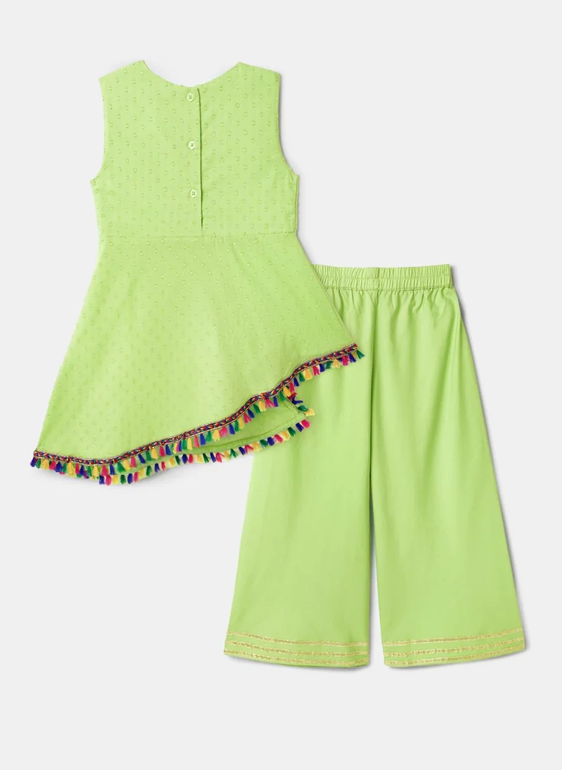 Nautinati  Nautinati Green Festive Ethnic Set for Girls – Cotton Comfort & Style for Women | Best Price UAE
