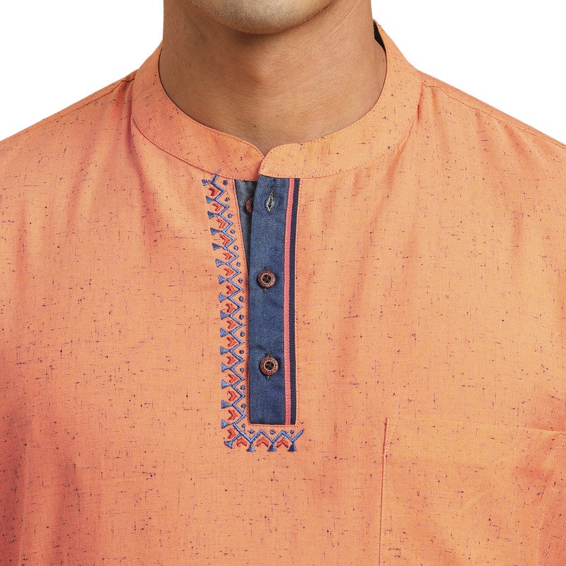 ARCHATTIRE Men’s Peach Polycotton Kurta for Men - Image 4