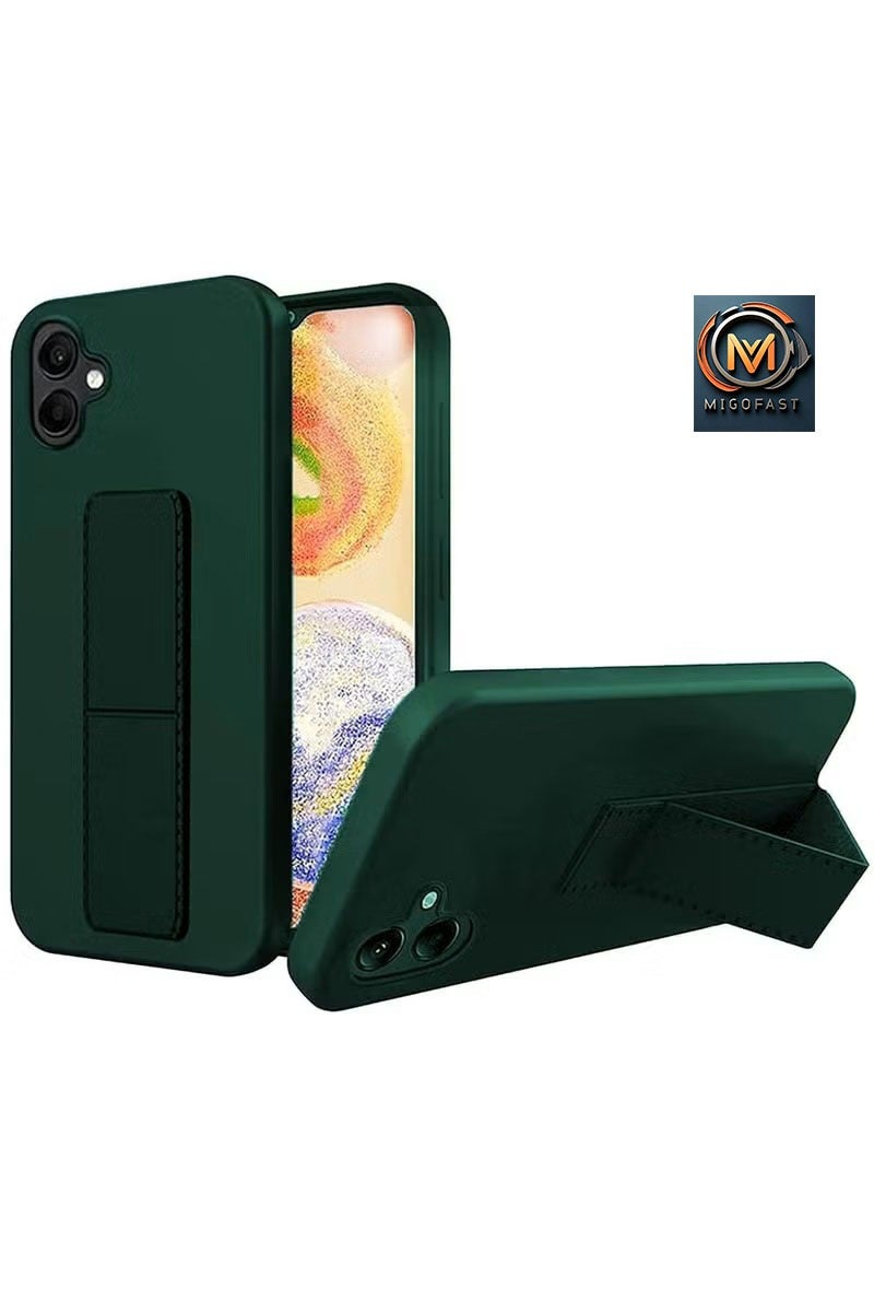 MIGOFAST Samsung Galaxy A07 5g Case Cover Magnetic Car Mount Kickstand & Holder, Premium Silicone Vertical & Horizontal Hand Strap and Grip with Multi Stand Samsung Galaxy A07 5g  Green - Image 1