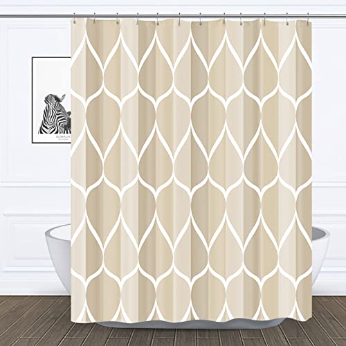 Gelbchu Ivory Fabric Shower Curtain W 72 x H 72  Waterproof Design and Polyester  Quick-Drying  Weighted Hem  Shower Curtains Set for Bathroom  Durable and Washable with 12 Hooks