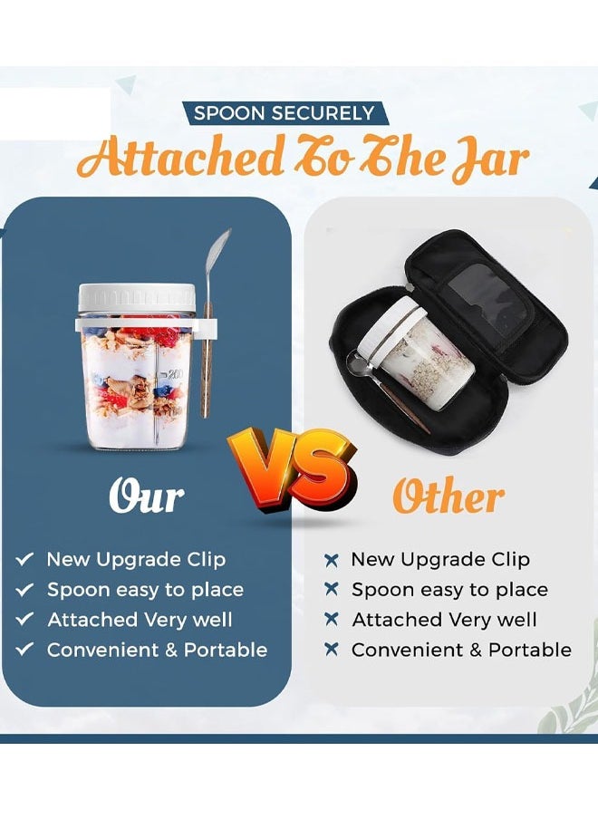 Aissiora Overnight Oats Containers with Lids and Spoons 10 Oz Glass Jars for Overnight Oats Leak Proof Oatmeal Container Great for Cereal Fruit Vegetable Milk Salad Yogurt Meal Prep  - Image 4