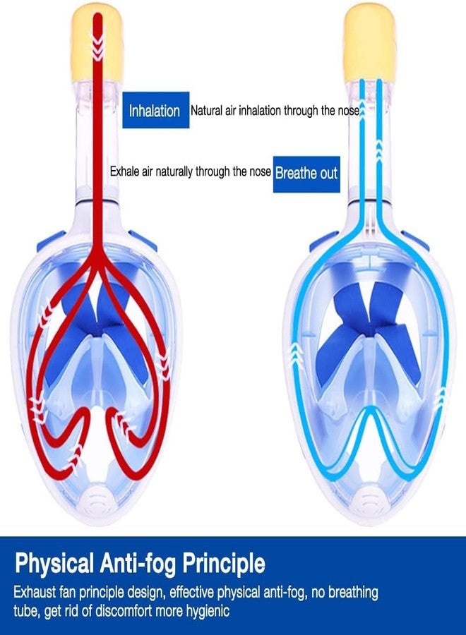 MUGATH Snorkel Mask Full Face Adults 180° Panoramic View Diving Mask Anti-Fog and Anti-Leak Snorkeling Gear Dry Comfortable Fit Blue Full Face Diving Swimming and Underwater Exploration (Blue L/XL) - Image 4