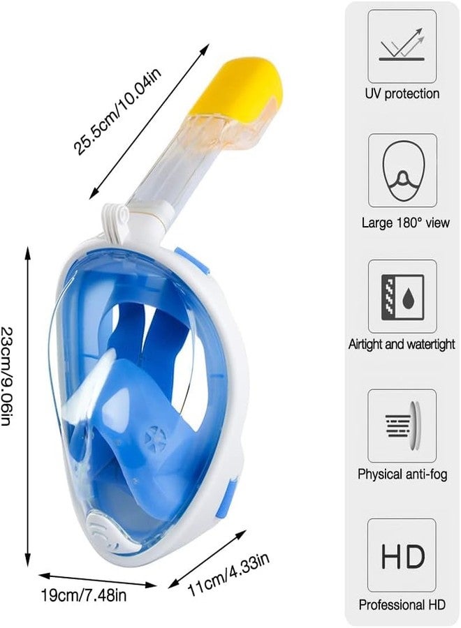 MUGATH Snorkel Mask Full Face Adults 180° Panoramic View Diving Mask Anti-Fog and Anti-Leak Snorkeling Gear Dry Comfortable Fit Blue Full Face Diving Swimming and Underwater Exploration (Blue L/XL) - Image 2
