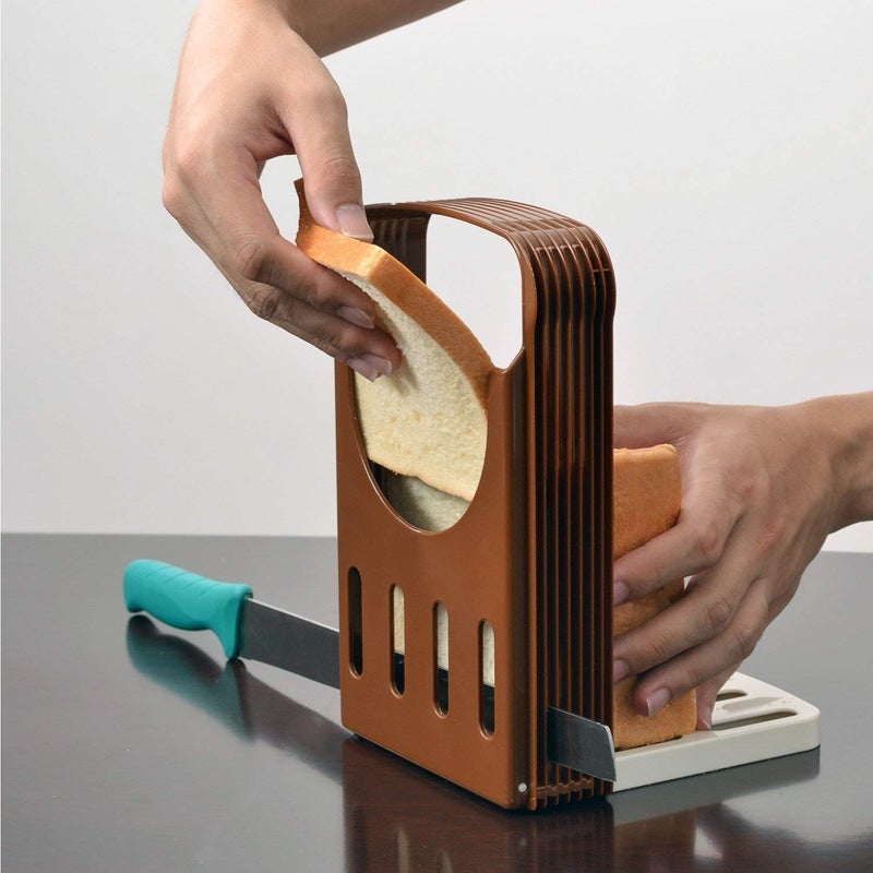 Sygnius Bread Slicer Foldable and Adjustable Bread Toast Slicer Bagel Slicer Cutter Mold with 4 Slice Thicknesses - Image 1