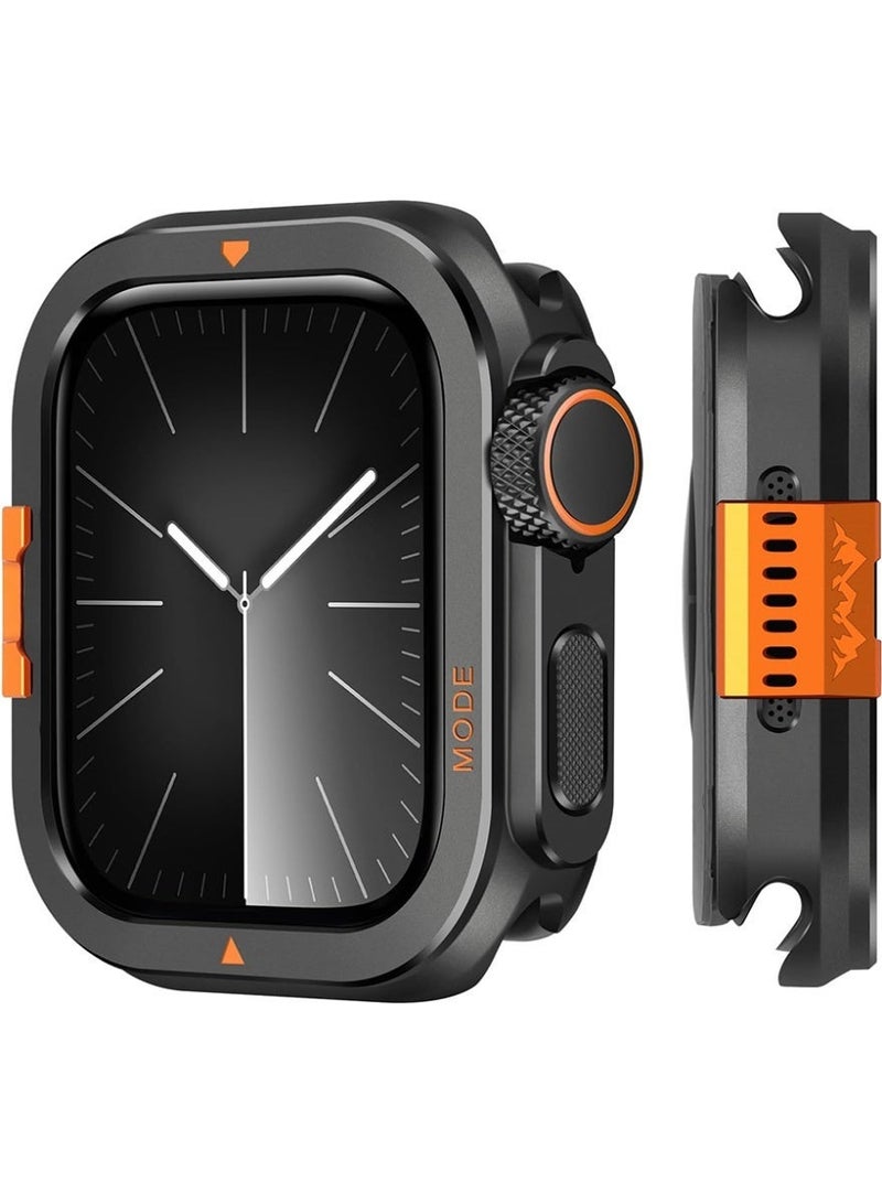 2-in-1 Metal Case Apple Watch Series 7/8/9 45mm , Rugged Metal Bumper with Full Back Cover – iWatch Series 7/8/9 45mm  Shockproof Cover + Tempered Glass Screen Protector - Image 2