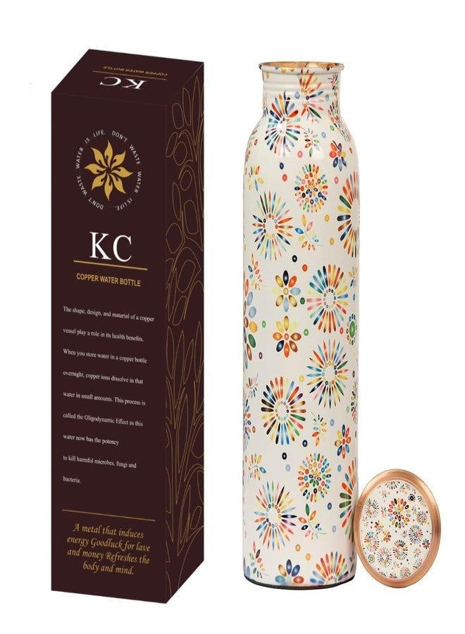 KC Pure Copper Designer Water Bottle | Leak Proof Protection | Ayurveda and Yoga Health Benefits (1000ml, Rainbow Design, Pack of 1) - Image 1