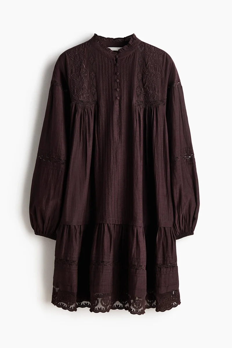 Lace-trimmed tunic dress