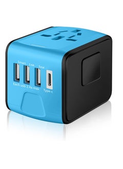 Excefore International Plug Adapter, Universal Power Adaptor with 4 USB Ports (1 USB C), Worldwide Travel Essentials Wall Charger for USA to Europe France Germany Spain Ireland Australia  - Image 1