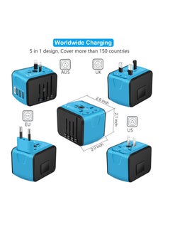 Excefore International Plug Adapter, Universal Power Adaptor with 4 USB Ports (1 USB C), Worldwide Travel Essentials Wall Charger for USA to Europe France Germany Spain Ireland Australia  - Image 3