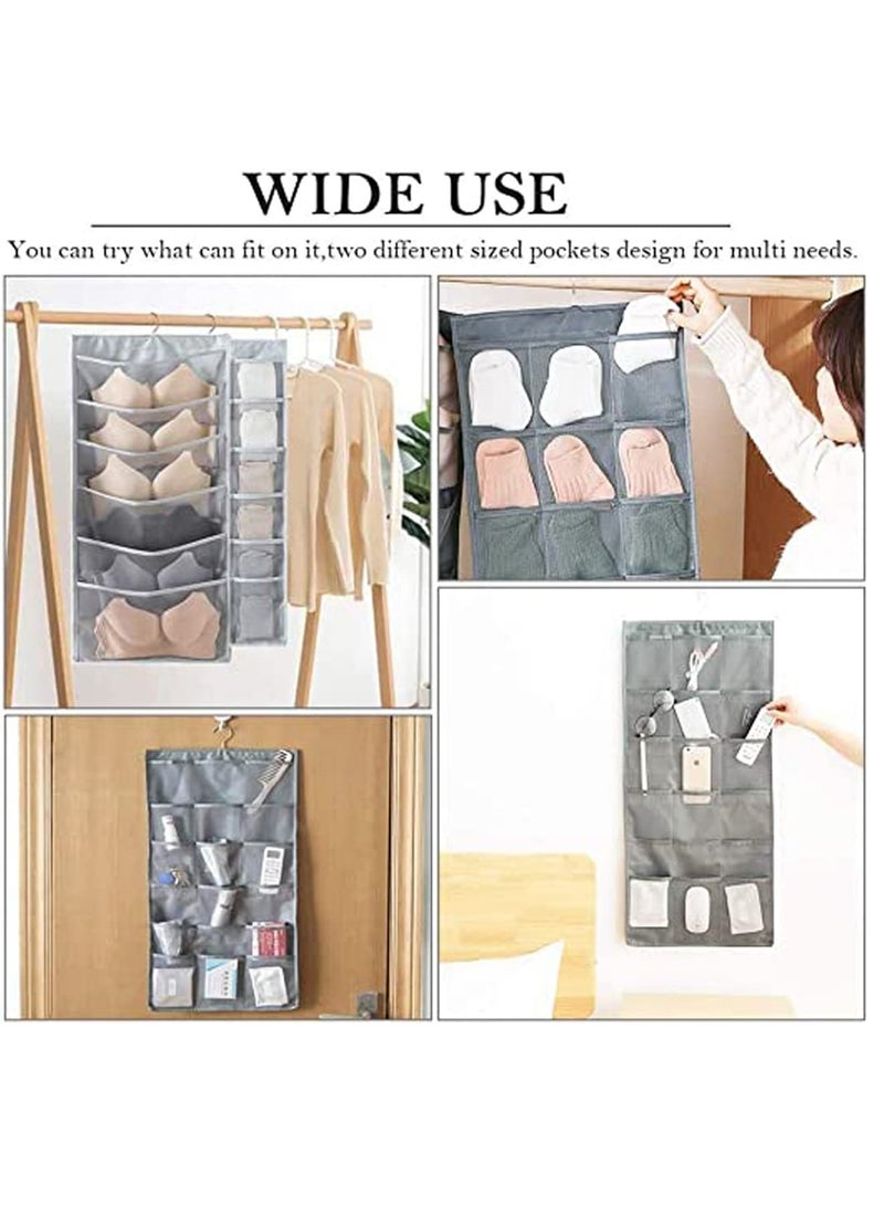 Zikra Closet Hanging Organizer with Pockets, Dual Sided Wall Shelf Wardrobe Organizers Storage Bags,Oxford Cloth Space Saver Bag with Hanger for Bra Underwear Underpants Shoes Socks - Image 4