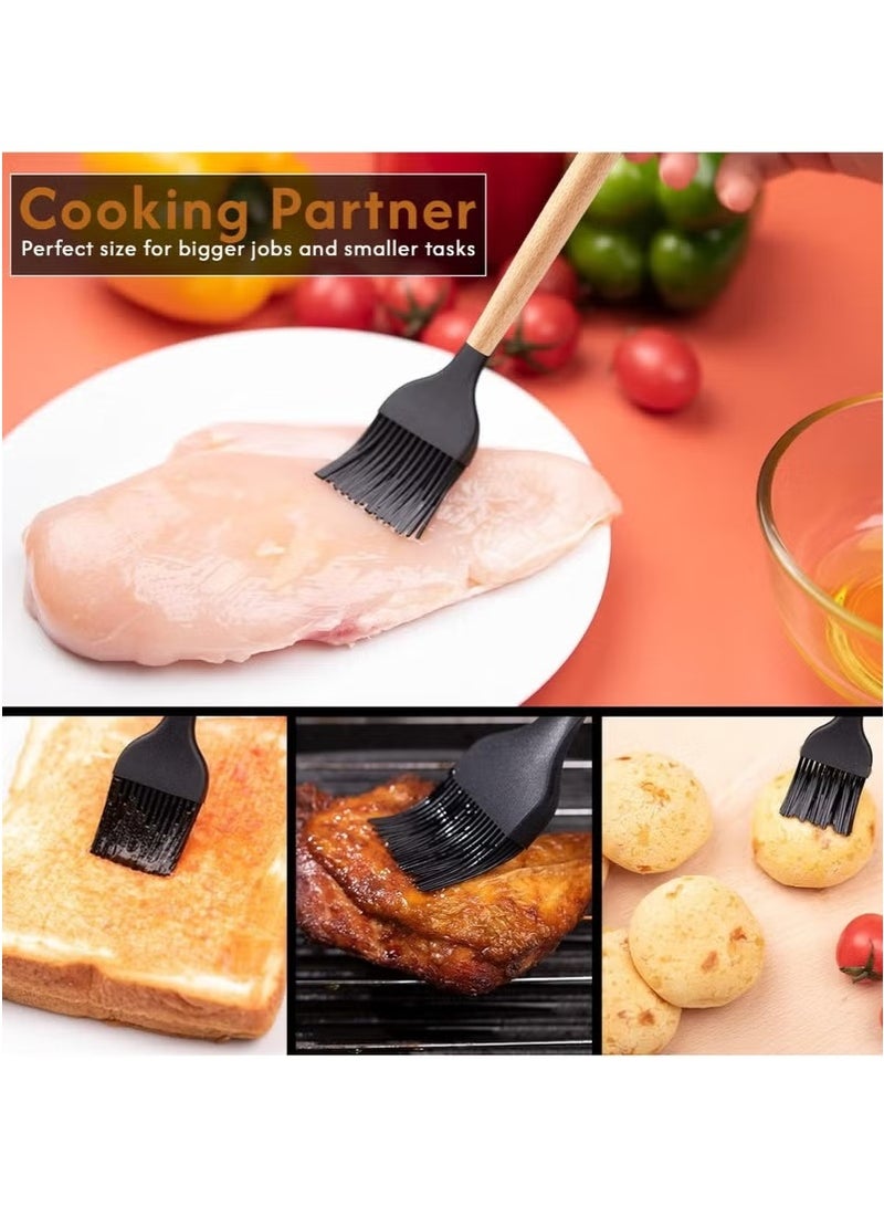 برايت هوم فرشاة شواء "برايت هوم" للشواء والخبز بمقبض خشبي - فرشاة سيليكون لدهن الزيت والصوص، مثالية للطهي، الخبز، المعجنات، والزبدة. أداة رائعة لحفلات الشواء. - Image 3