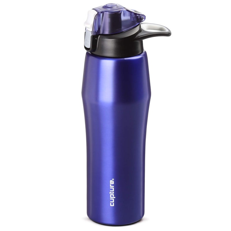 Cupture Action Water Bottle Flip Top with Handle  22oz Stainless Steel VacuumInsulated Purple