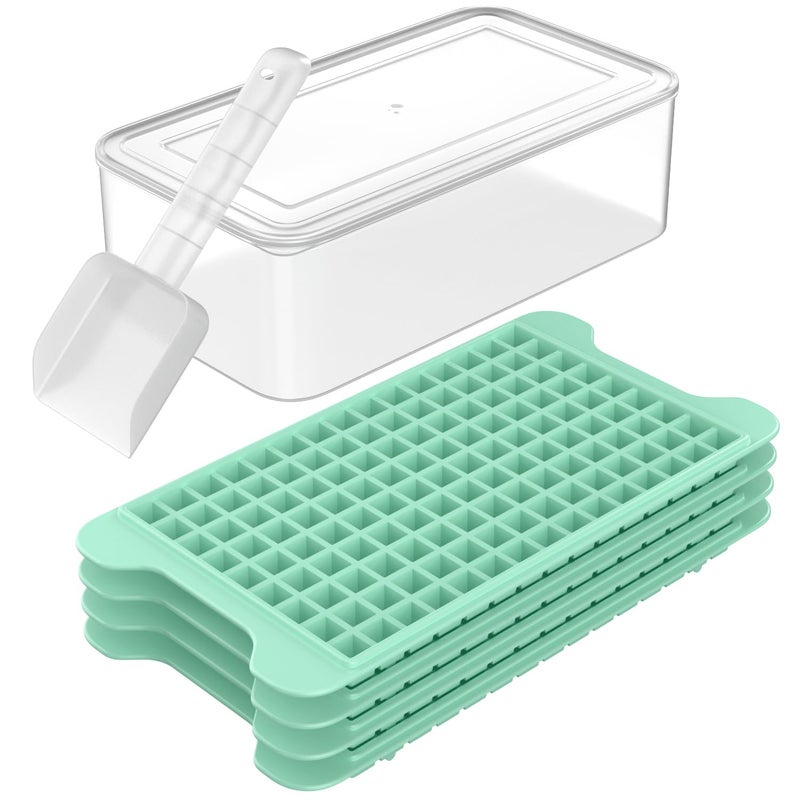 FDDBI Mini Ice Cube Tray For Freezer: Fddbi Small Ice Trays For Freezer With Bin - 135?4Pcs Easy Release Nugget Ice Tray - Crushed Ice Tray With Container - Image 1
