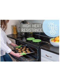 Bukela Honeycomb Pattern 7 inch Silicone Round Kitchen Hot Pad Trivets Set of 4, Green  - Image 2