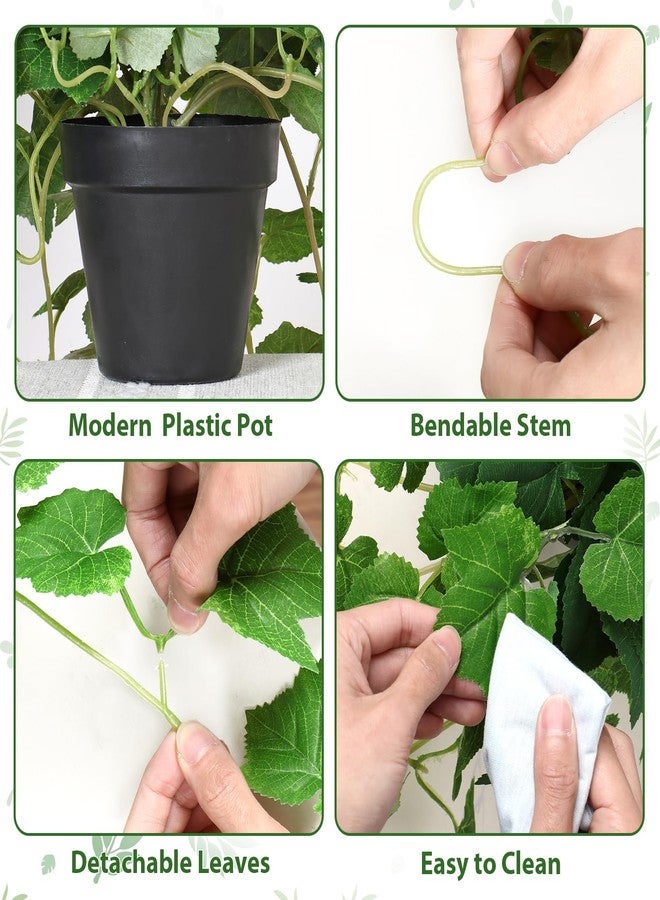 TOCHGREEN نباتات اصطناعية من TOCHGREEN، نبات بوتوس صناعي، نبات حريري لتزيين المنزل، نبات معلق صناعي، نبات صناعي صغير واقعي في أصيص لغرفة النوم، رف، ديكور داخلي وخارجي (أخضر) - Image 4