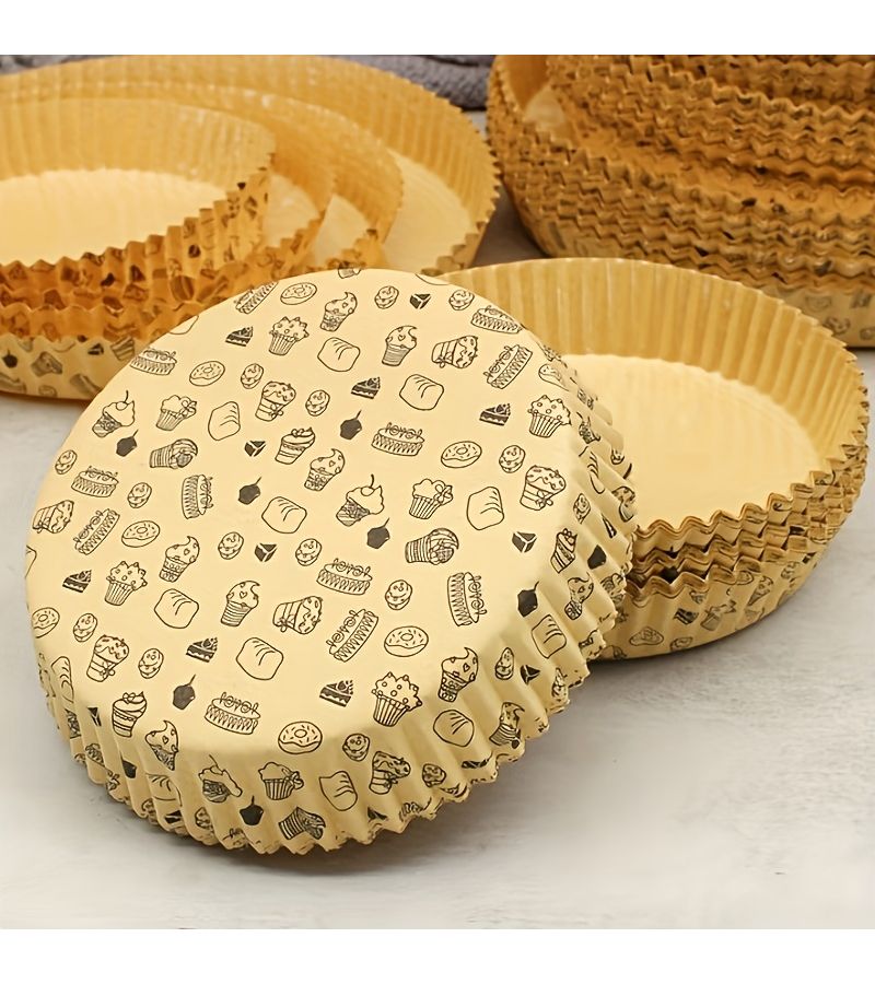Round Baking Paper Liners 6 Inch 50 Pieces Oil Resistant for Pizza Pans Cake Trays - Image 1