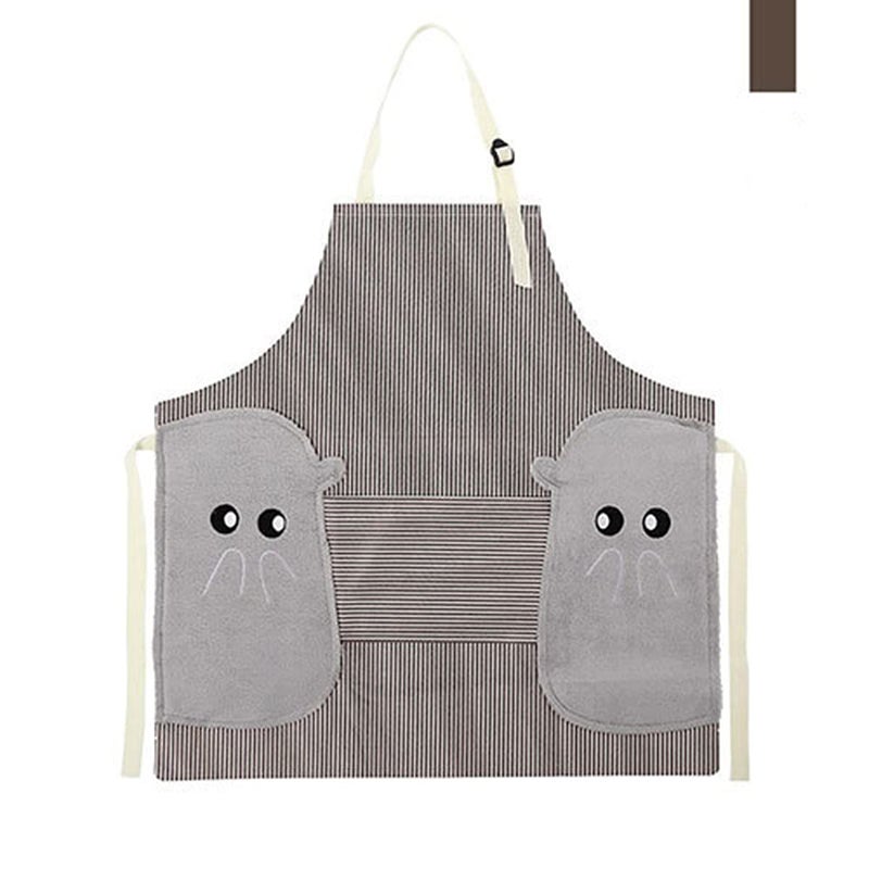 KPNG Adjustable Bib Apron with Pockets 2 Side Wipe Hands Coral Velvet Towels Stitched Pinstripe Waterproof Cooking Aprons Pack Of1 ColorCoffee