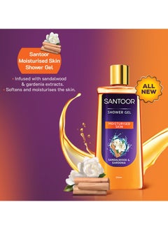 Santoor Santoor Sandalwood and Gardenia Shower Gel For Women Moisturizing Body Wash With Glycerin and Magnolia Extracts For Soft Skin PH Balanced Dermatologically Tested 250ml  - Image 3