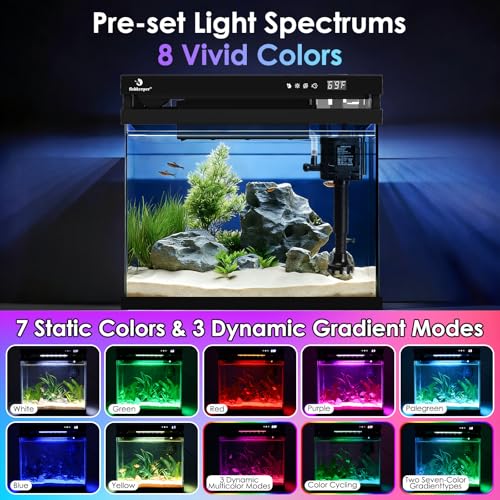 fishkeeper 2.3G Smart Aquarium - HD Glass Fish Tank Kits with Auto Feeder, Self-Cleaning Silent Filter Pump, Aromatherapy, Temperature Display & 7-Color RGB Lights for Desktop, Office, Room - Image 2