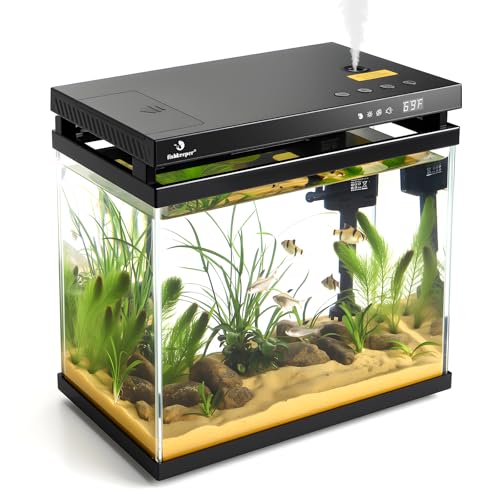 fishkeeper 2.3G Smart Aquarium - HD Glass Fish Tank Kits with Auto Feeder, Self-Cleaning Silent Filter Pump, Aromatherapy, Temperature Display & 7-Color RGB Lights for Desktop, Office, Room - Image 1