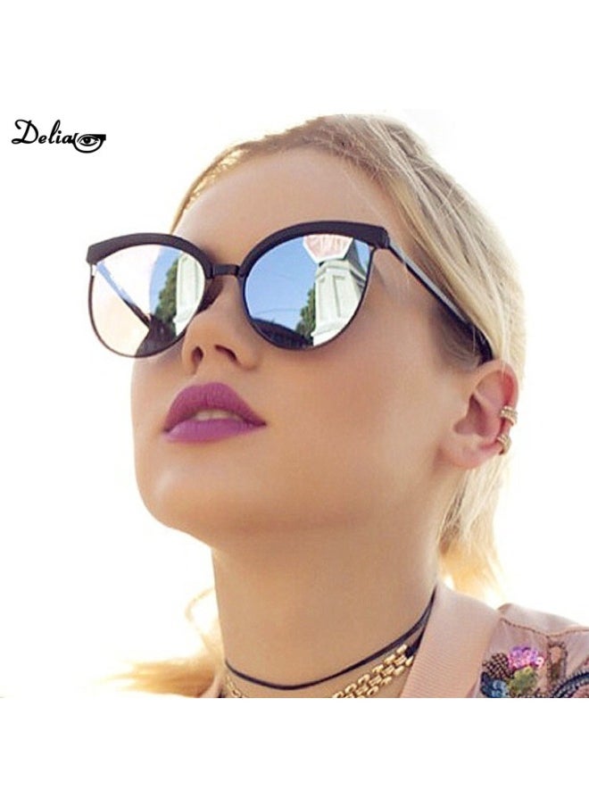 Generic - Classic Retro Cat Eye Mirror Gradient Sunglasses UV400 Woman Vintage Luxury Sun Glasses Summer Outdoor Oculos De Sol Gafas-Lenses Color:black - Image 1
