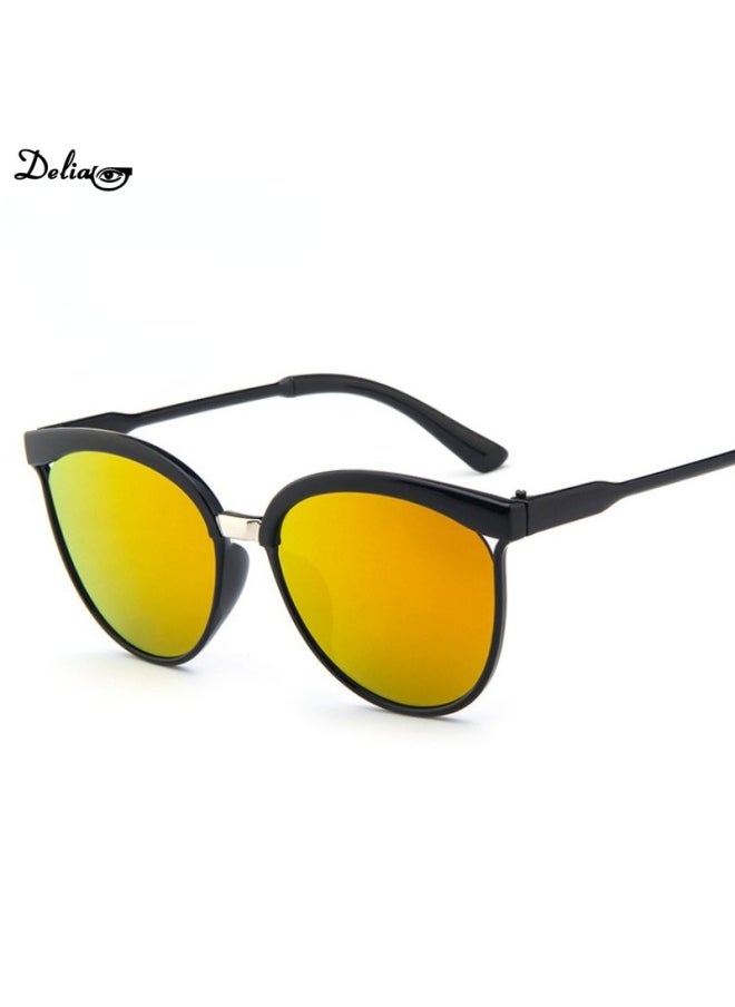 Generic - Classic Retro Cat Eye Mirror Gradient Sunglasses UV400 Woman Vintage Luxury Sun Glasses Summer Outdoor Oculos De Sol Gafas-Lenses Color:black - Image 1