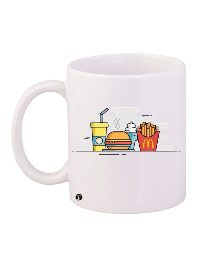 RYN Food Printed Coffee Mug White/Red/Yellow 11ounce