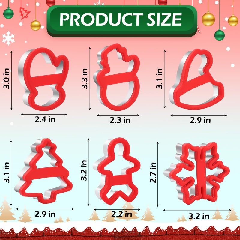 BakingWorld Christmas Cookie Cutters  6 Pcs Holiday Cookie Cutter with Comfort Grip - Gingerbread Men  Christmas Tree  Snowflake  Santa Hat  Gloves  Snow Man Shapes Cookie Mold for Winter Holiday Party Supplies  - Image 3