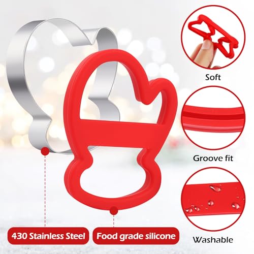 BakingWorld Christmas Cookie Cutters  6 Pcs Holiday Cookie Cutter with Comfort Grip - Gingerbread Men  Christmas Tree  Snowflake  Santa Hat  Gloves  Snow Man Shapes Cookie Mold for Winter Holiday Party Supplies  - Image 5