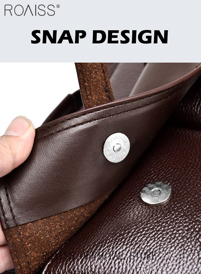 roaiss Men Stylish Handbag with Magnetic Snap and Zipper Design, Waterproof Crossbody Bag with Multiple Pockets, Large Capacity Shoulder Bag, Scratch-Resistant Wear-Resistant Briefcase for Men, Suitable for Everyday Use, Commuting and Business Trips - Image 3