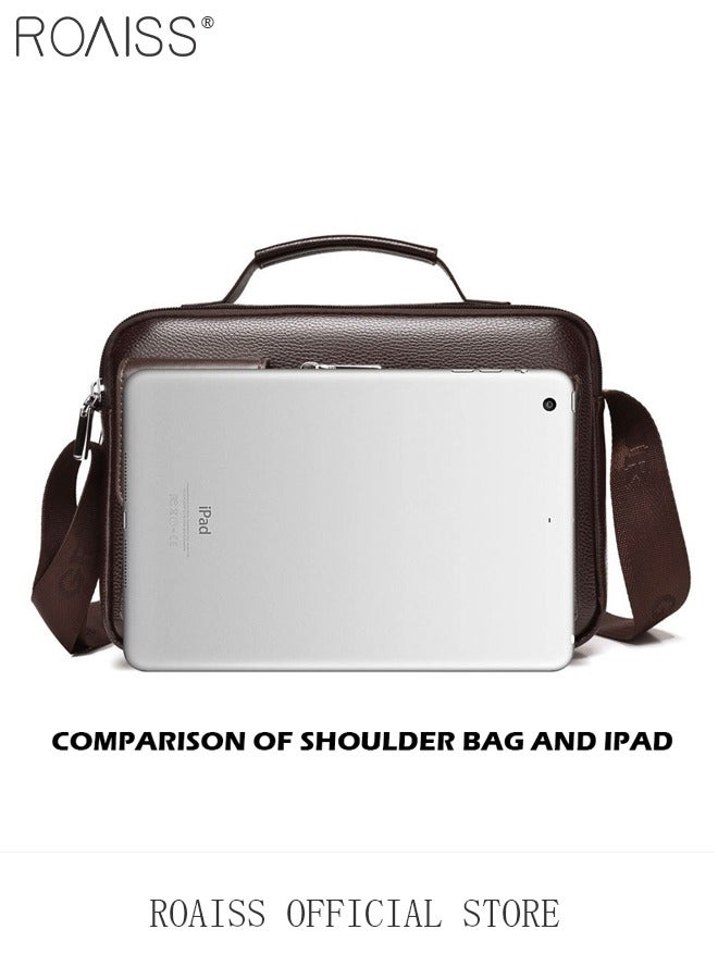 roaiss Men Stylish Handbag with Magnetic Snap and Zipper Design, Waterproof Crossbody Bag with Multiple Pockets, Large Capacity Shoulder Bag, Scratch-Resistant Wear-Resistant Briefcase for Men, Suitable for Everyday Use, Commuting and Business Trips - Image 5