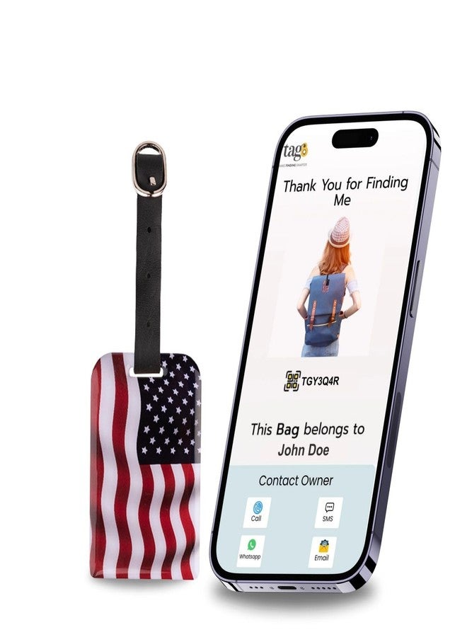 tag8 Bag Security Tag with Scan QR to Return Service | Epoxy Material | Leather Strap | SITA World Tracer Code | Keep Your Luggage Safe and Easily Traceable | USA | Pack of 1 - Image 1