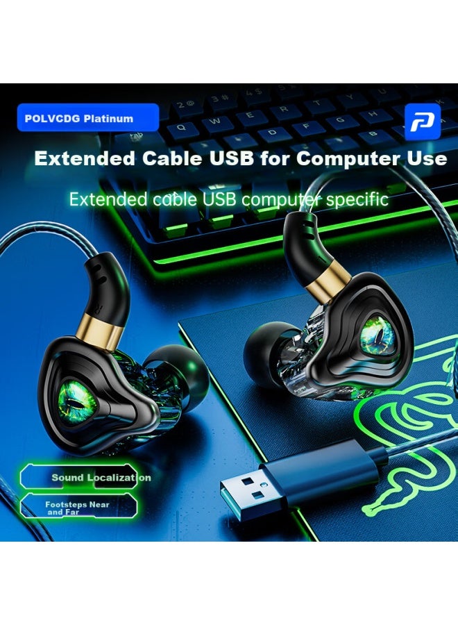 Polvcdg Wired In-ear Gaming Headset Usb Laptop Headphones Noise-cancelling Hd Call Esports Headphones For Delta Valorant Pubg - Image 2