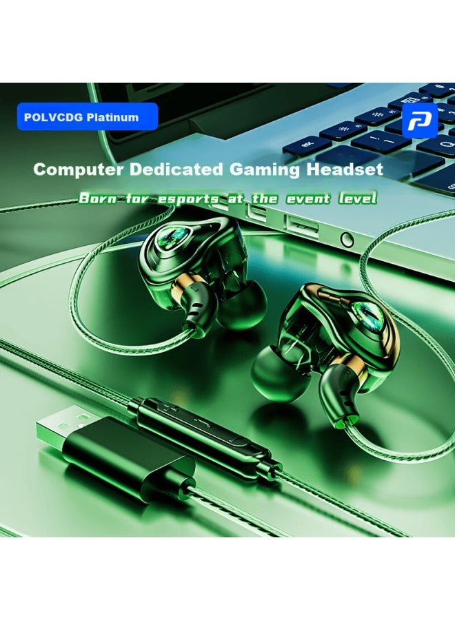Polvcdg Wired In-ear Gaming Headset Usb Laptop Headphones Noise-cancelling Hd Call Esports Headphones For Delta Valorant Pubg - Image 1